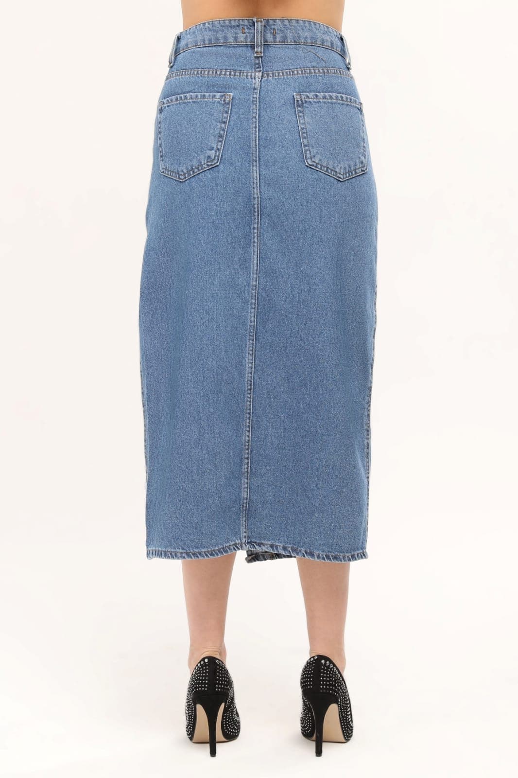 Vovikon KN Ön Parçalı Denim Mavi Asimetrik Kadın Kot Etek Vovikon KN Ön Parçalı Denim Mavi Asimetrik Kadın Kot Etek - Görsel 7