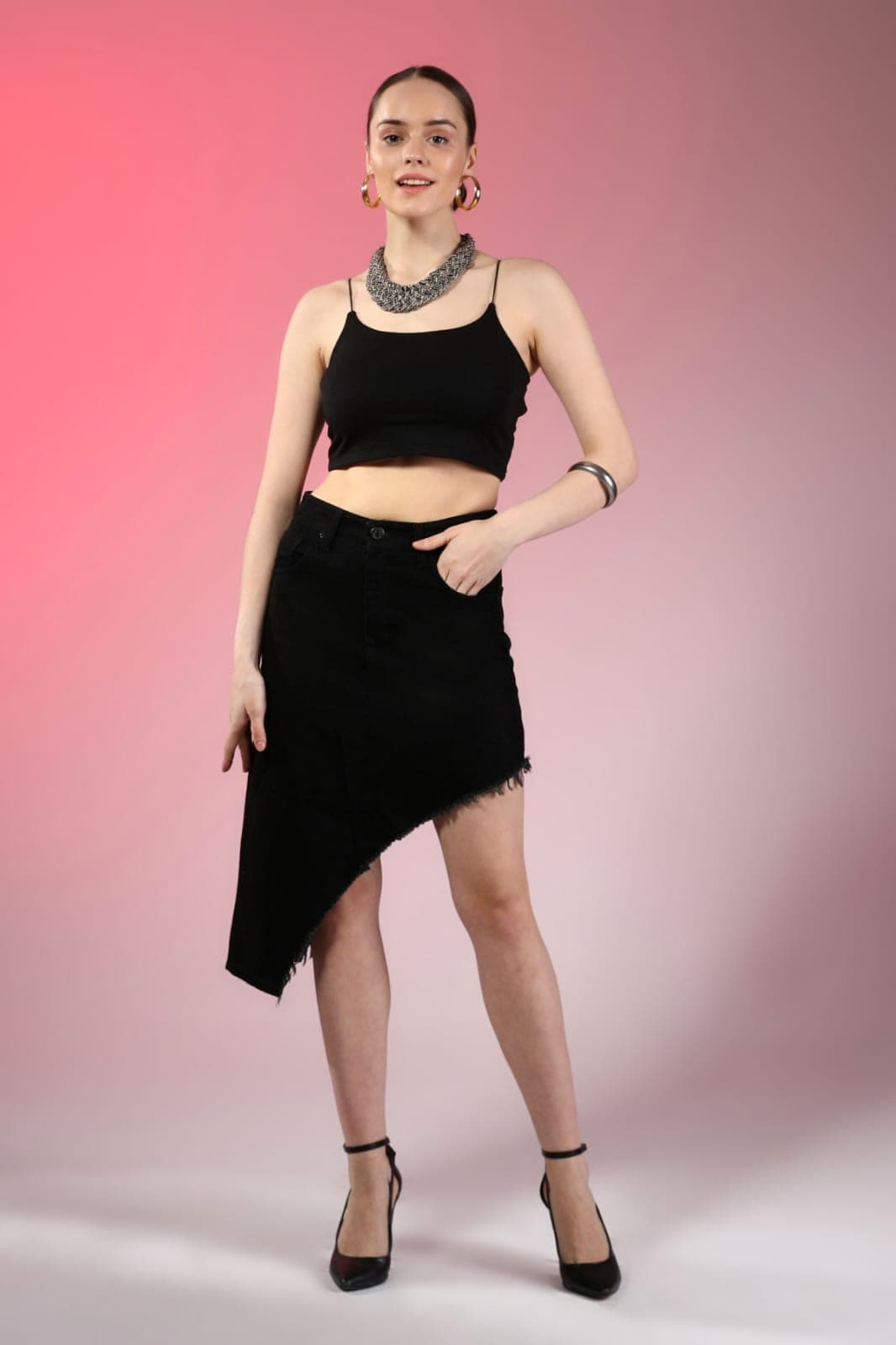 Vovikon KN Püsküllü Keten Siyah Asimetrik Kadın Etek Vovikon KN Püsküllü Keten Siyah Asimetrik Kadın Etek - Görsel 1