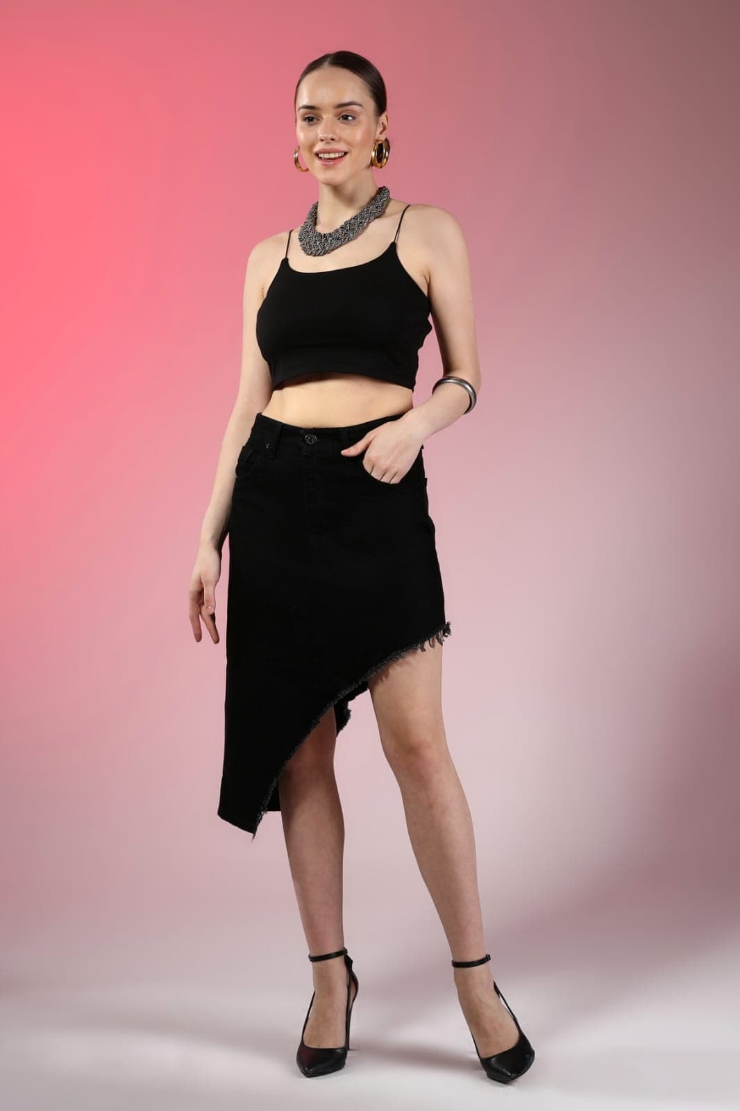 Vovikon KN Püsküllü Keten Siyah Asimetrik Kadın Etek Vovikon KN Püsküllü Keten Siyah Asimetrik Kadın Etek - Görsel 2