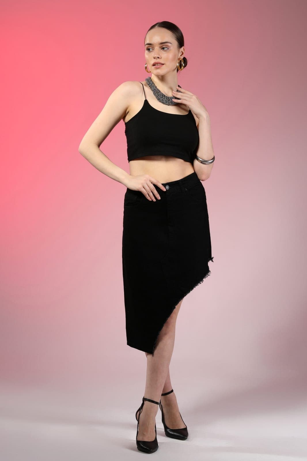 Vovikon KN Püsküllü Keten Siyah Asimetrik Kadın Etek Vovikon KN Püsküllü Keten Siyah Asimetrik Kadın Etek - Görsel 3