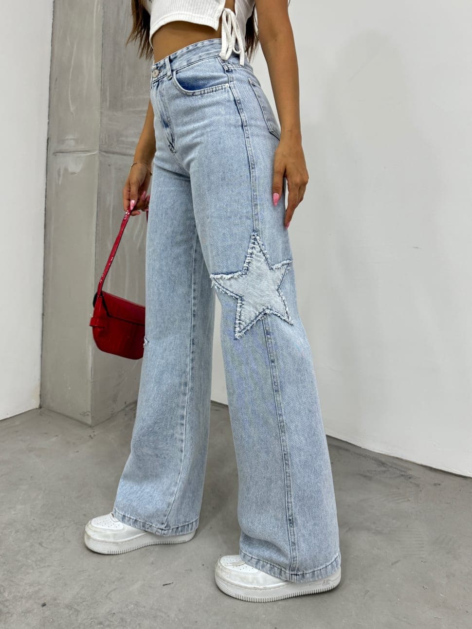 Vovikon KN Yıldız Nakışlı Taş Yıkama Kadın Bol Paça Jean Pantolon Vovikon KN Yıldız Nakışlı Taş Yıkama Kadın Bol Paça Jean Pantolon - Görsel 4