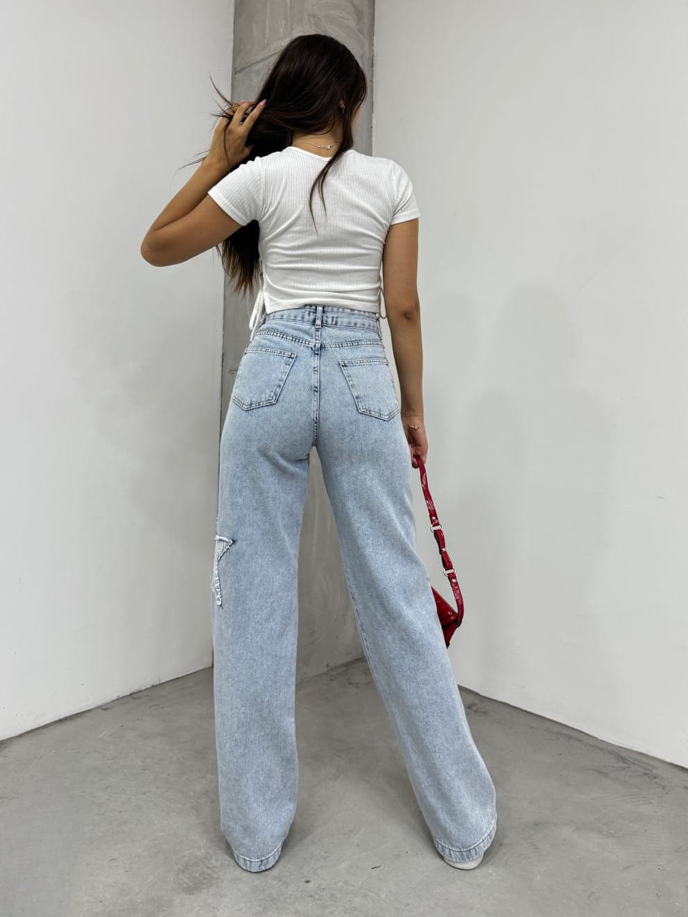 Vovikon KN Yıldız Nakışlı Taş Yıkama Kadın Bol Paça Jean Pantolon Vovikon KN Yıldız Nakışlı Taş Yıkama Kadın Bol Paça Jean Pantolon - Görsel 5