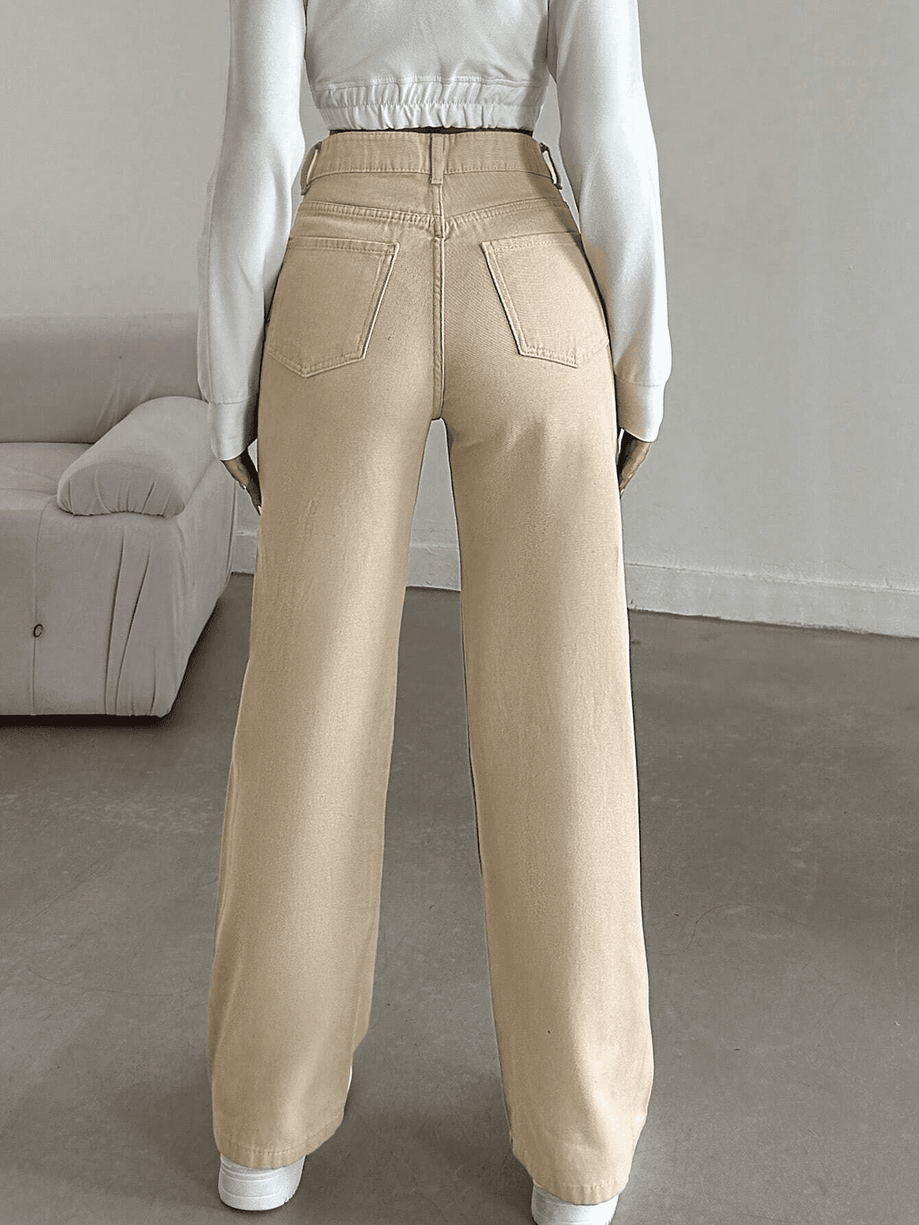 Vovikon KN Keten Boyfriend Bej Kadın Bol Paça Pantolon Vovikon KN Keten Boyfriend Bej Kadın Bol Paça Pantolon - Görsel 3