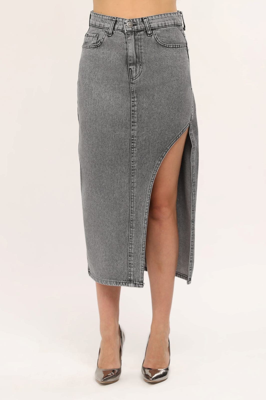 Vovikon KN Ön Parçalı Denim Kar Siyah Asimetrik Kadın Kot Etek Vovikon KN Ön Parçalı Denim Kar Siyah Asimetrik Kadın Kot Etek - Görsel 7