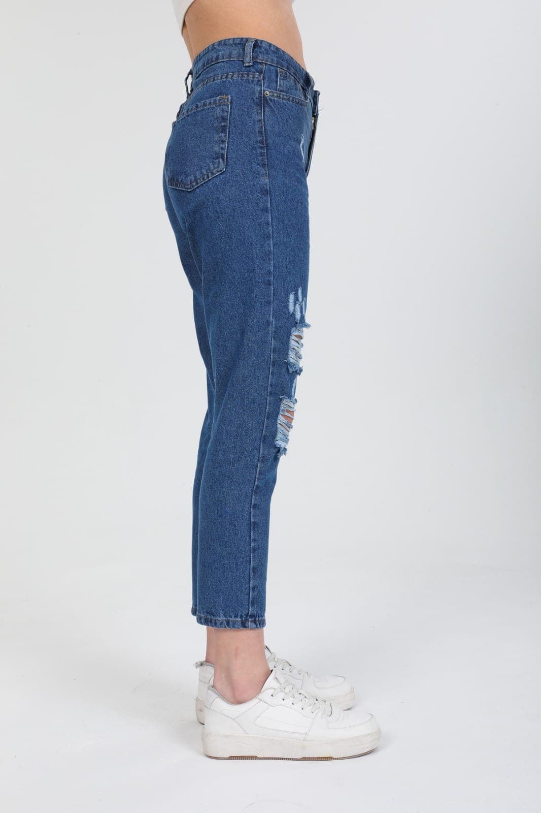 Vovikon KN Bacak Lazer Yırtık Mavi Kadın Mom Jean Pantolon Vovikon KN Bacak Lazer Yırtık Mavi Kadın Mom Jean Pantolon - Görsel 5