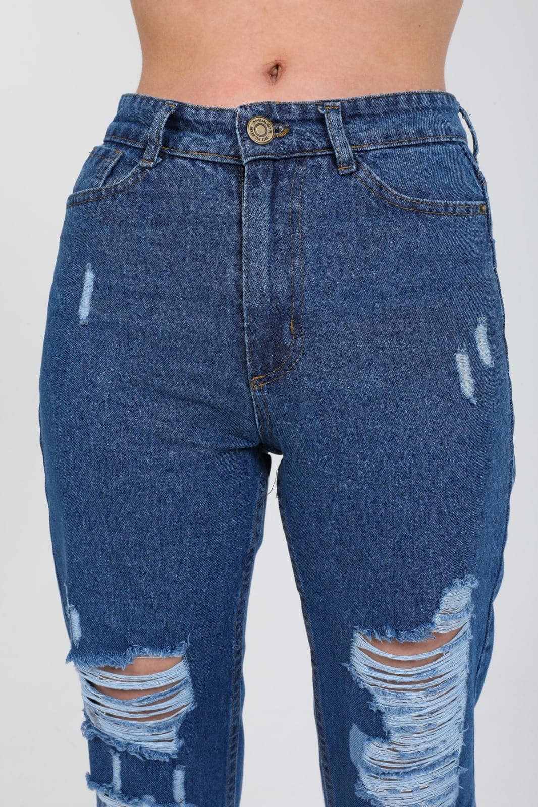 Vovikon KN Bacak Lazer Yırtık Mavi Kadın Mom Jean Pantolon Vovikon KN Bacak Lazer Yırtık Mavi Kadın Mom Jean Pantolon - Görsel 7