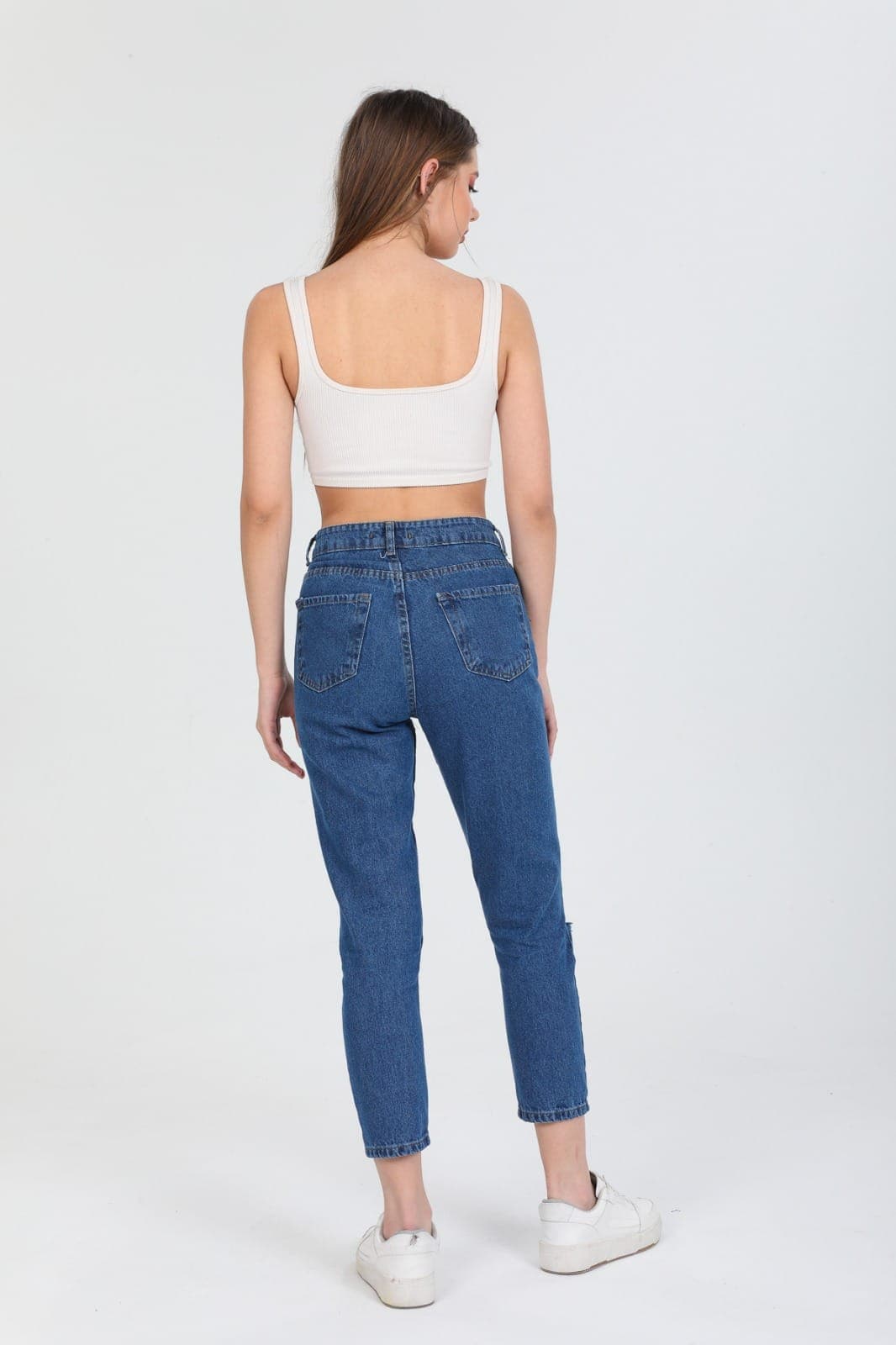 Vovikon KN Bacak Lazer Yırtık Mavi Kadın Mom Jean Pantolon Vovikon KN Bacak Lazer Yırtık Mavi Kadın Mom Jean Pantolon - Görsel 8