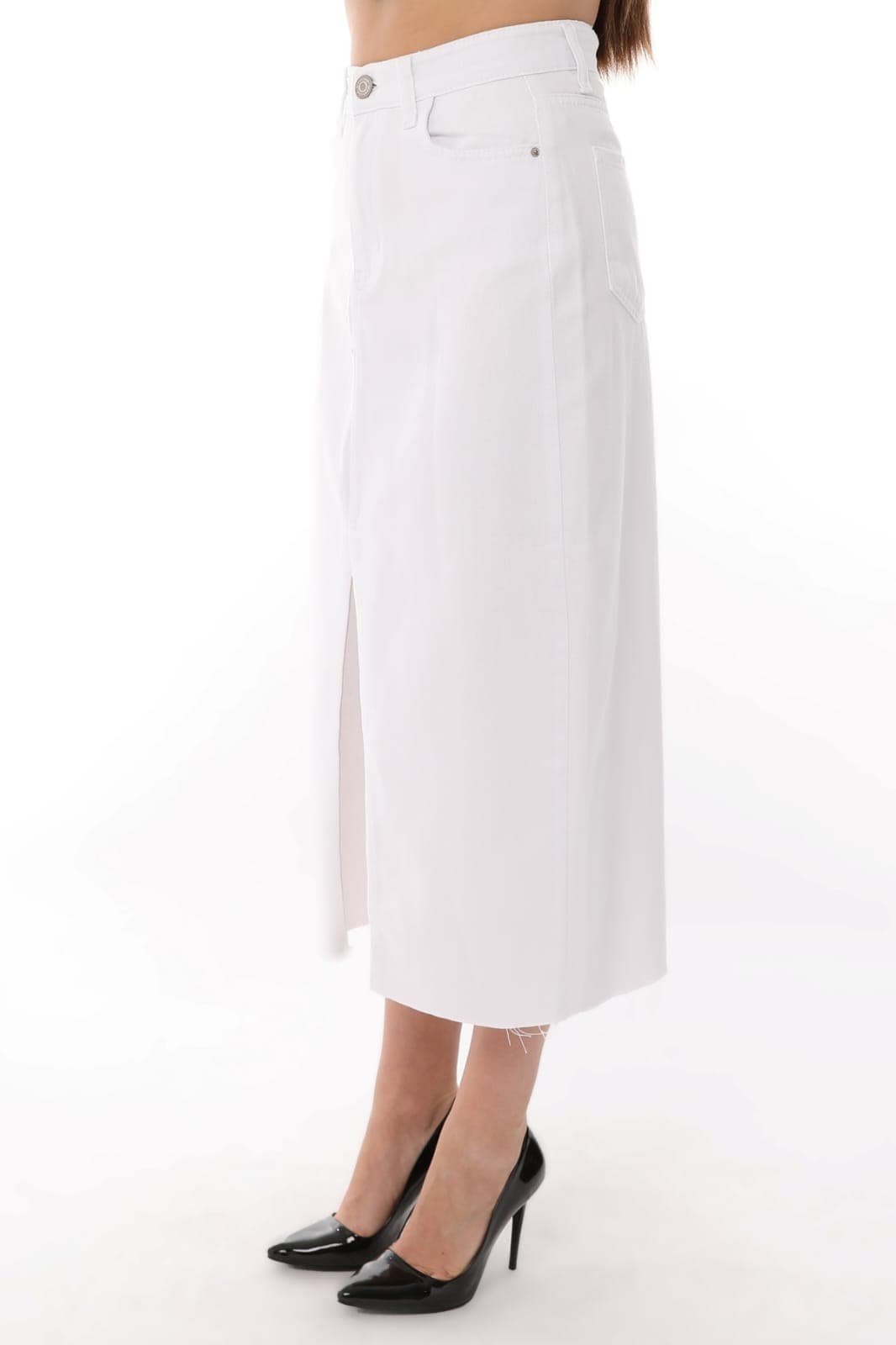 Vovikon KN Etek Ucu Kesik Ön Yırtmaç Beyaz Gabardin Kadın Keten Etek Vovikon KN Etek Ucu Kesik Ön Yırtmaç Beyaz Gabardin Kadın Keten Etek - Görsel 6