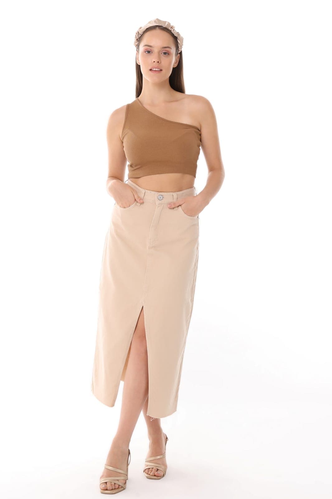 Vovikon KN Etek Ucu Kesik Ön Yırtmaç Bej Gabardin Kadın Keten Etek Vovikon KN Etek Ucu Kesik Ön Yırtmaç Bej Gabardin Kadın Keten Etek - Görsel 1