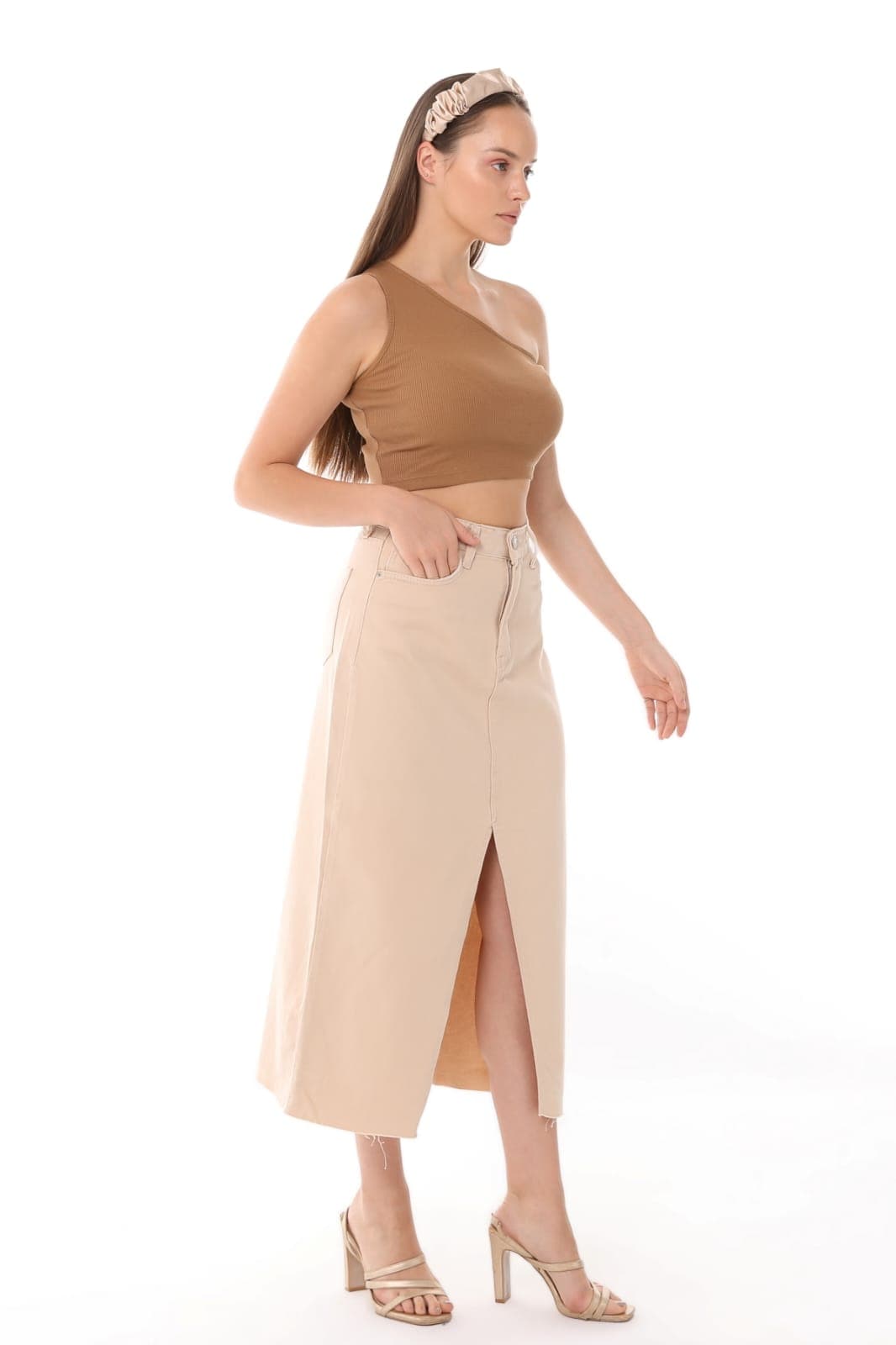 Vovikon KN Etek Ucu Kesik Ön Yırtmaç Bej Gabardin Kadın Keten Etek Vovikon KN Etek Ucu Kesik Ön Yırtmaç Bej Gabardin Kadın Keten Etek - Görsel 3