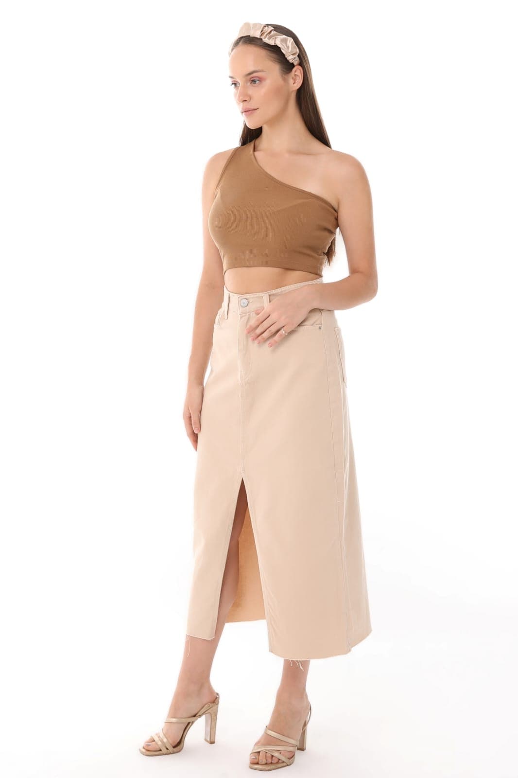 Vovikon KN Etek Ucu Kesik Ön Yırtmaç Bej Gabardin Kadın Keten Etek Vovikon KN Etek Ucu Kesik Ön Yırtmaç Bej Gabardin Kadın Keten Etek - Görsel 4