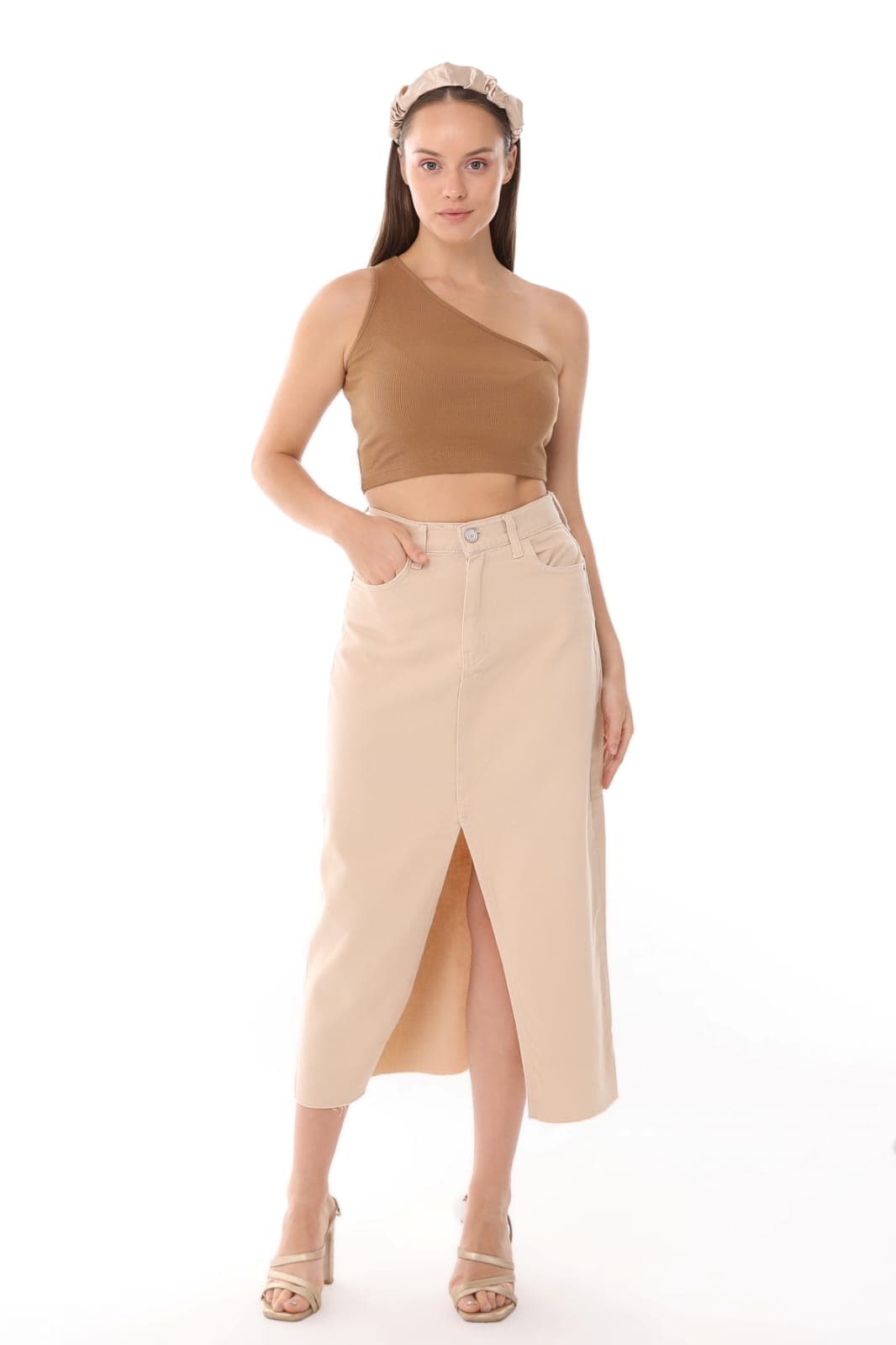 Vovikon KN Etek Ucu Kesik Ön Yırtmaç Bej Gabardin Kadın Keten Etek Vovikon KN Etek Ucu Kesik Ön Yırtmaç Bej Gabardin Kadın Keten Etek - Görsel 5