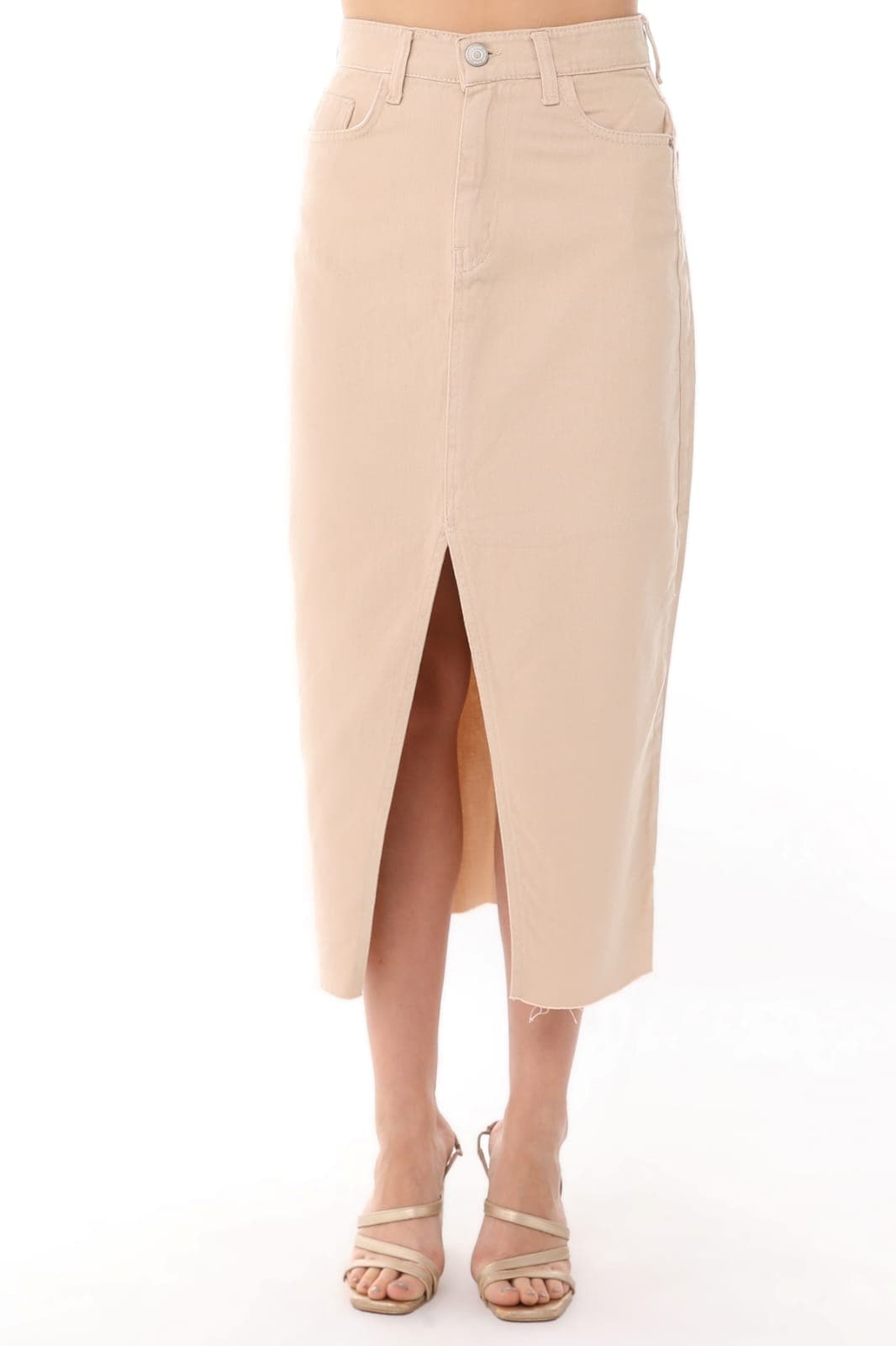 Vovikon KN Etek Ucu Kesik Ön Yırtmaç Bej Gabardin Kadın Keten Etek Vovikon KN Etek Ucu Kesik Ön Yırtmaç Bej Gabardin Kadın Keten Etek - Görsel 8