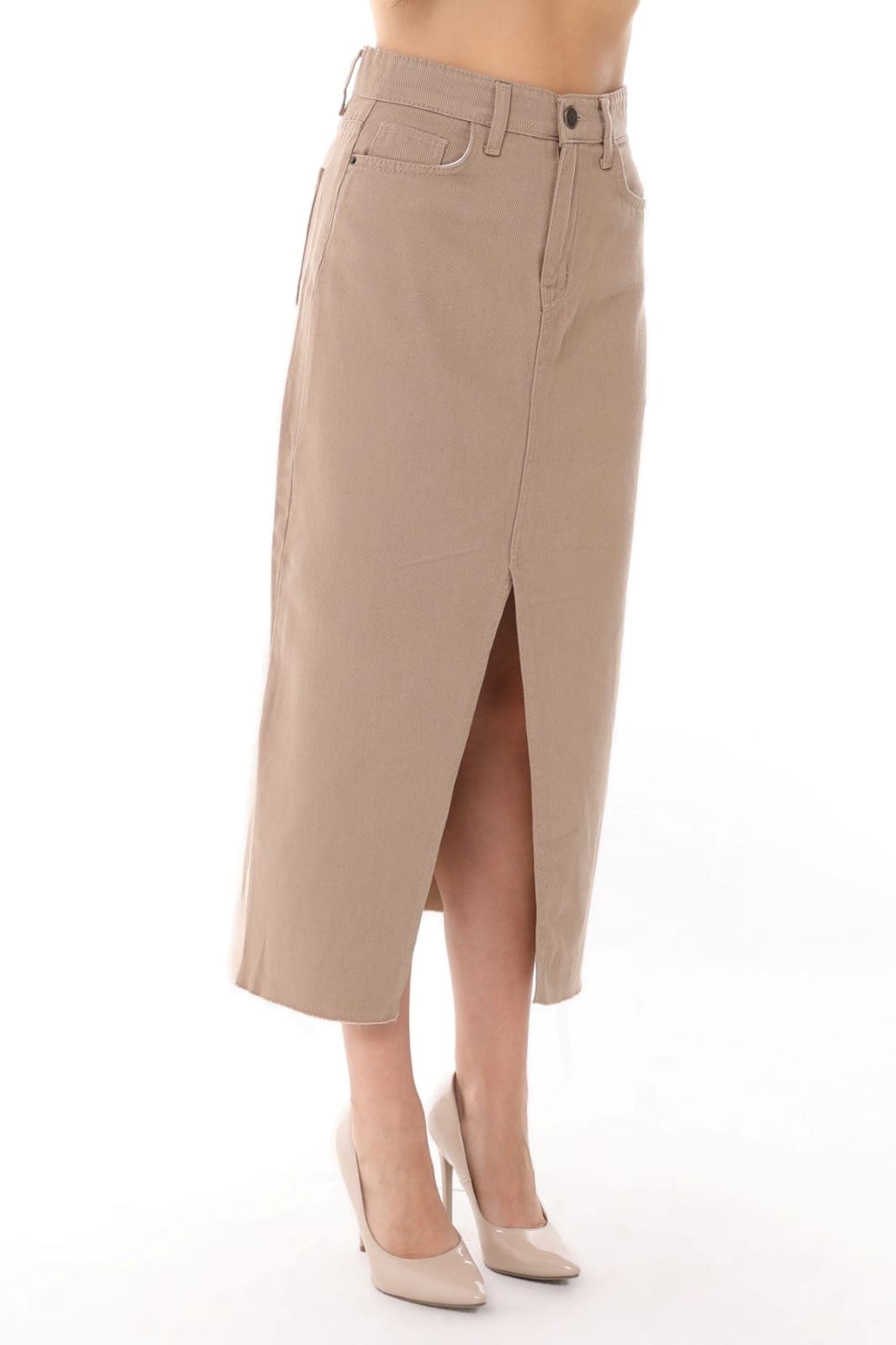 Vovikon KN Etek Ucu Kesik Ön Yırtmaç Vizon Gabardin Kadın Keten Etek Vovikon KN Etek Ucu Kesik Ön Yırtmaç Vizon Gabardin Kadın Keten Etek - Görsel 5