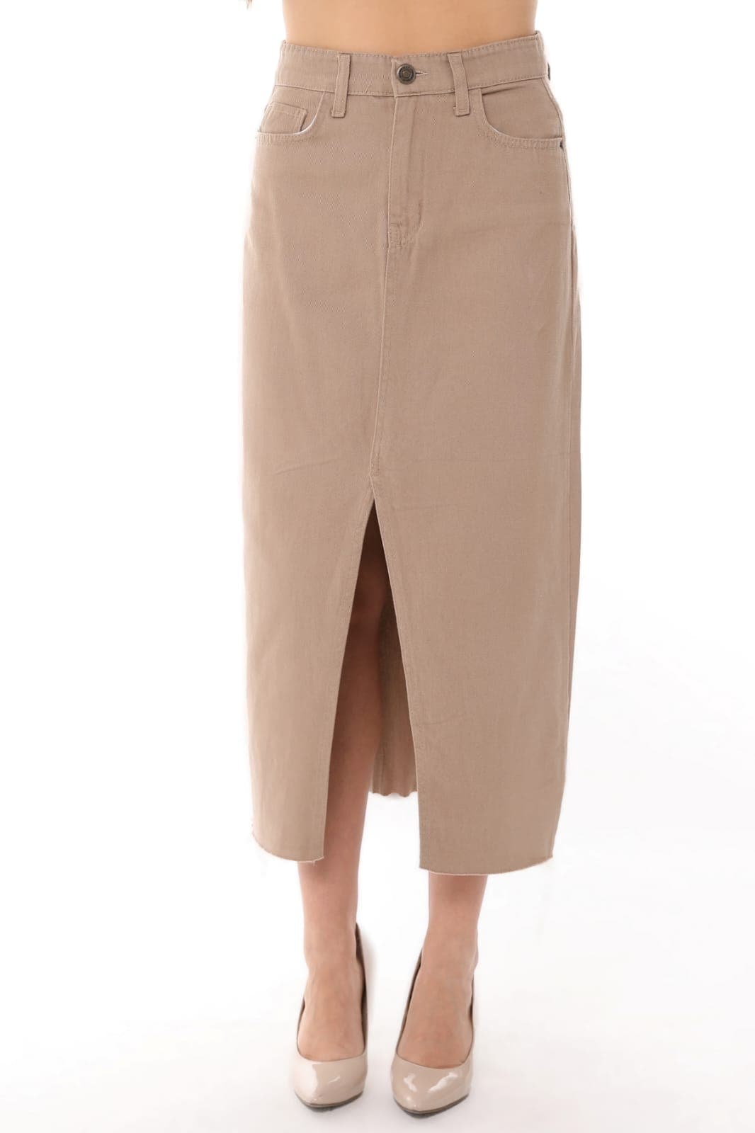 Vovikon KN Etek Ucu Kesik Ön Yırtmaç Vizon Gabardin Kadın Keten Etek Vovikon KN Etek Ucu Kesik Ön Yırtmaç Vizon Gabardin Kadın Keten Etek - Görsel 6