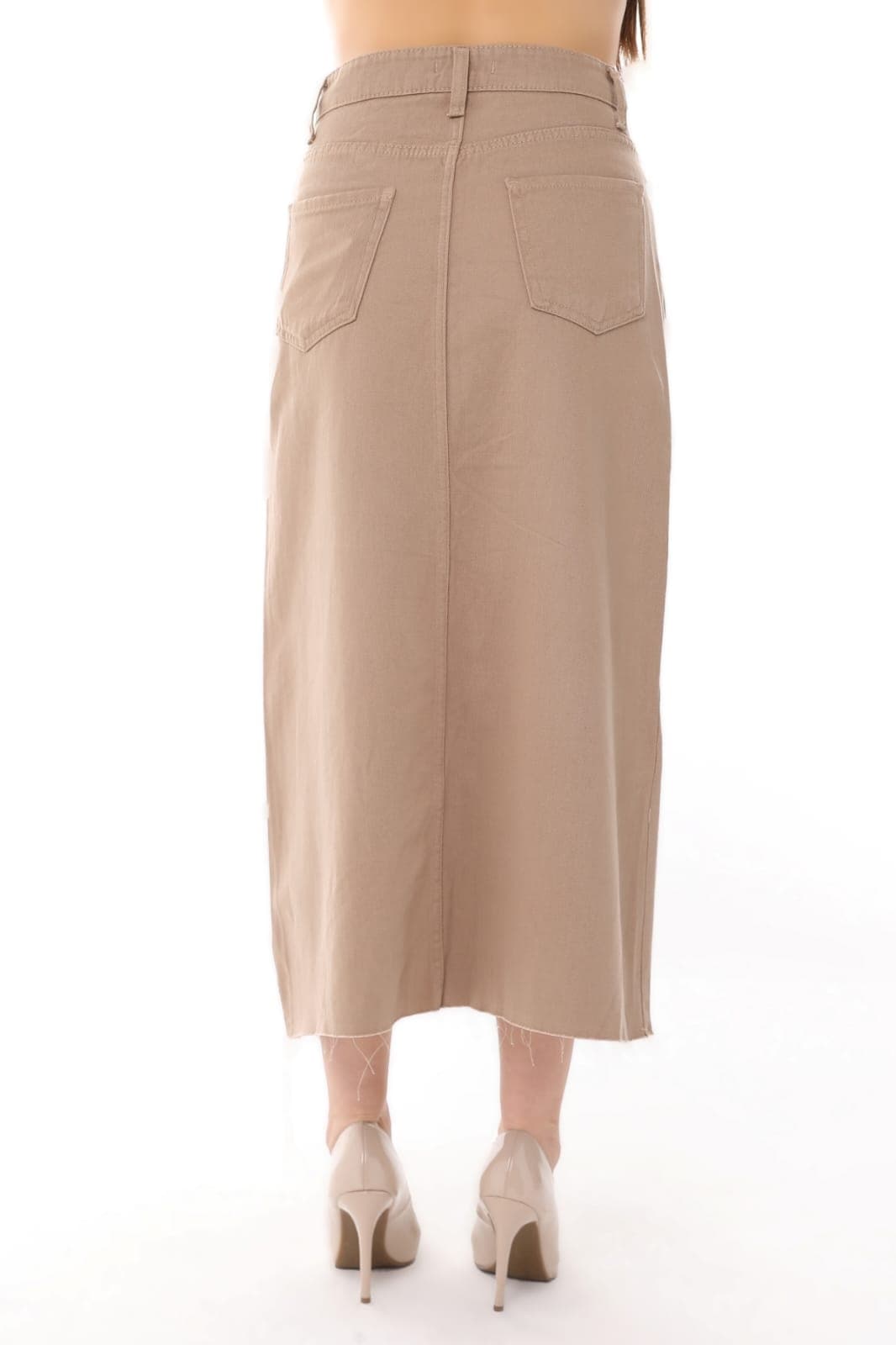 Vovikon KN Etek Ucu Kesik Ön Yırtmaç Vizon Gabardin Kadın Keten Etek Vovikon KN Etek Ucu Kesik Ön Yırtmaç Vizon Gabardin Kadın Keten Etek - Görsel 8