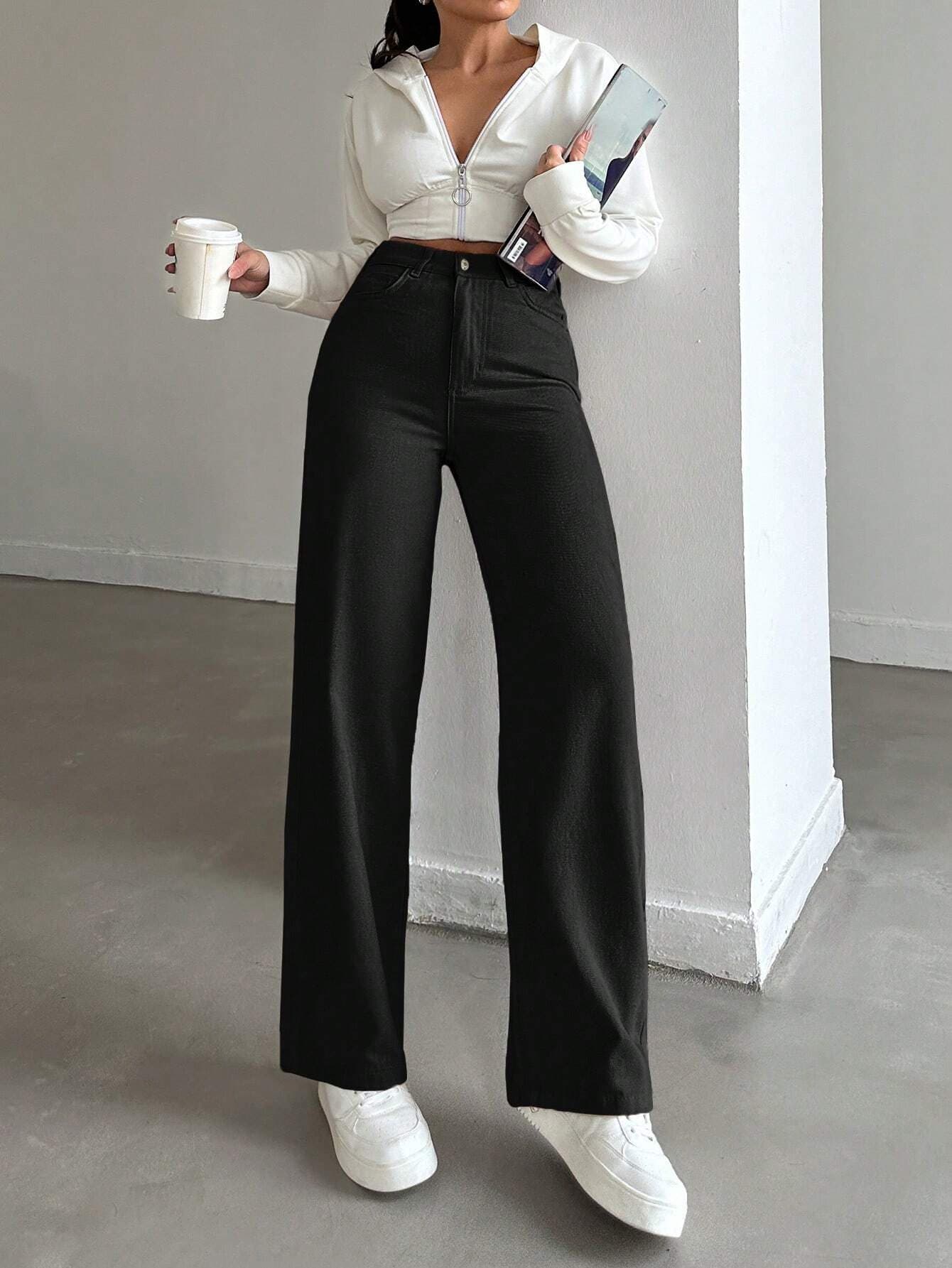 Vovikon KN Keten Siyah Boyfriend Kadın Bol Paça Pantolon Vovikon KN Keten Siyah Boyfriend Kadın Bol Paça Pantolon - Görsel 1