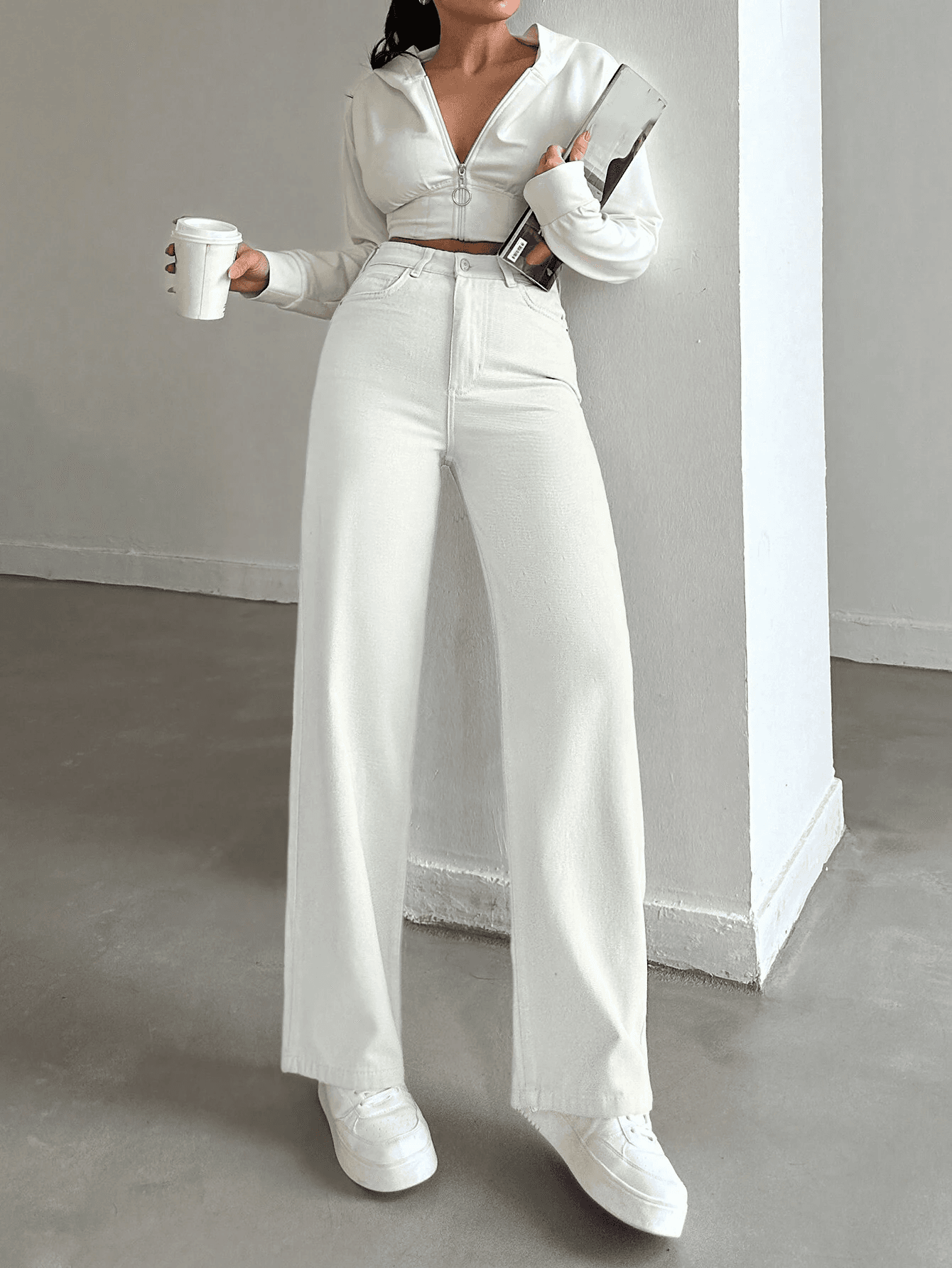 Vovikon KN Keten Beyaz Boyfriend Kadın Bol Paça Pantolon Vovikon KN Keten Beyaz Boyfriend Kadın Bol Paça Pantolon - Görsel 1
