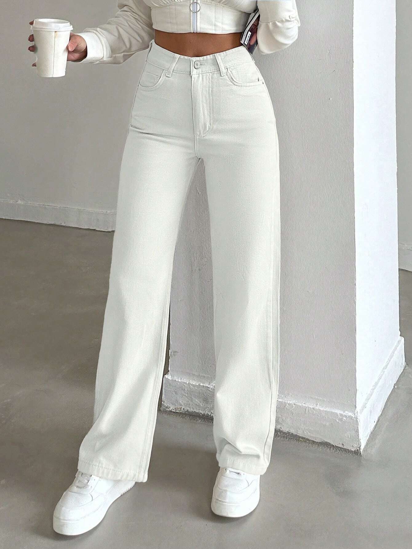 Vovikon KN Keten Beyaz Boyfriend Kadın Bol Paça Pantolon Vovikon KN Keten Beyaz Boyfriend Kadın Bol Paça Pantolon - Görsel 2