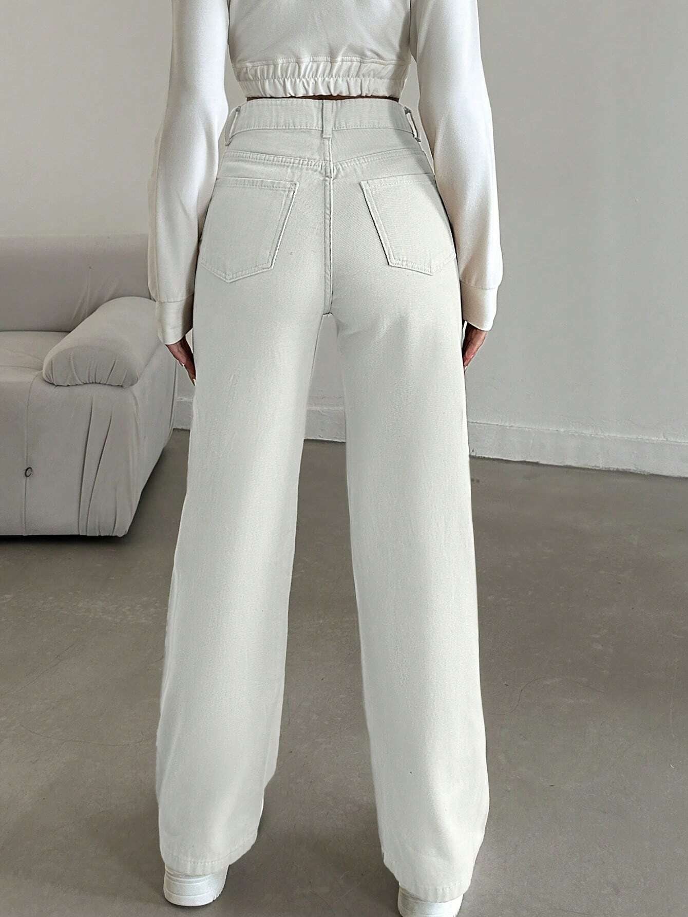 Vovikon KN Keten Beyaz Boyfriend Kadın Bol Paça Pantolon Vovikon KN Keten Beyaz Boyfriend Kadın Bol Paça Pantolon - Görsel 5